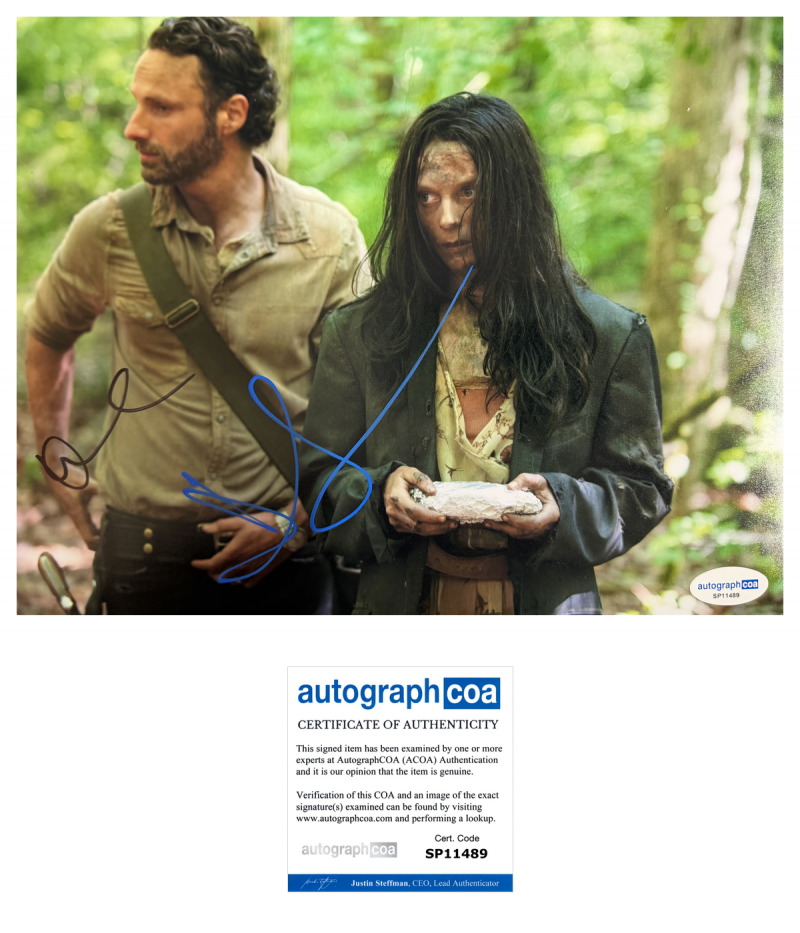 Andrew Lincoln & Kerry condon double signed - walking dead -
