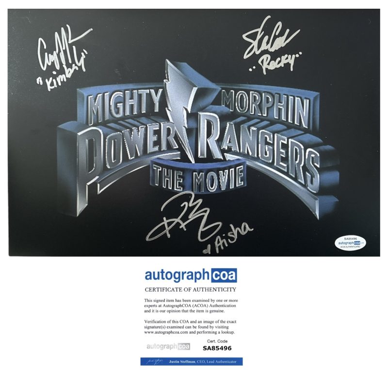 Power Rangers - 12x8 - Movie - Steve Cardenas (red ranger) Amy Jo Johnson (pink ranger) Karan Ashley (yellow ranger) - ACOA - SA85496