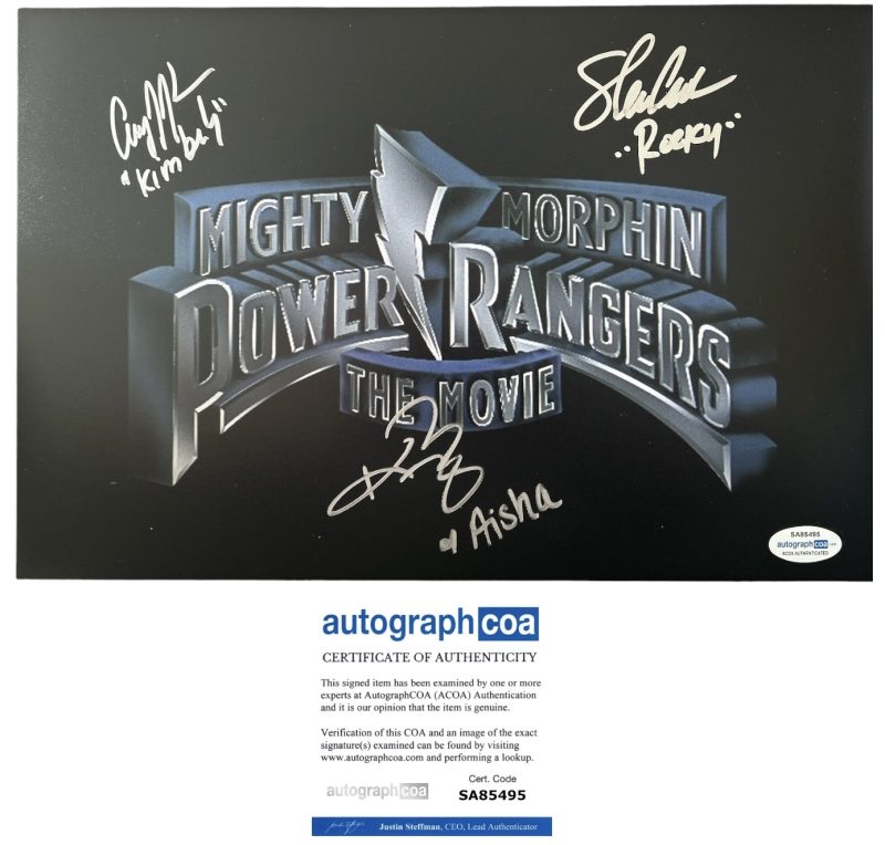 Power Rangers - 12x8 - Movie - Steve Cardenas (red ranger) Amy Jo Johnson (pink ranger) Karan Ashley (yellow ranger) - ACOA - SA85495